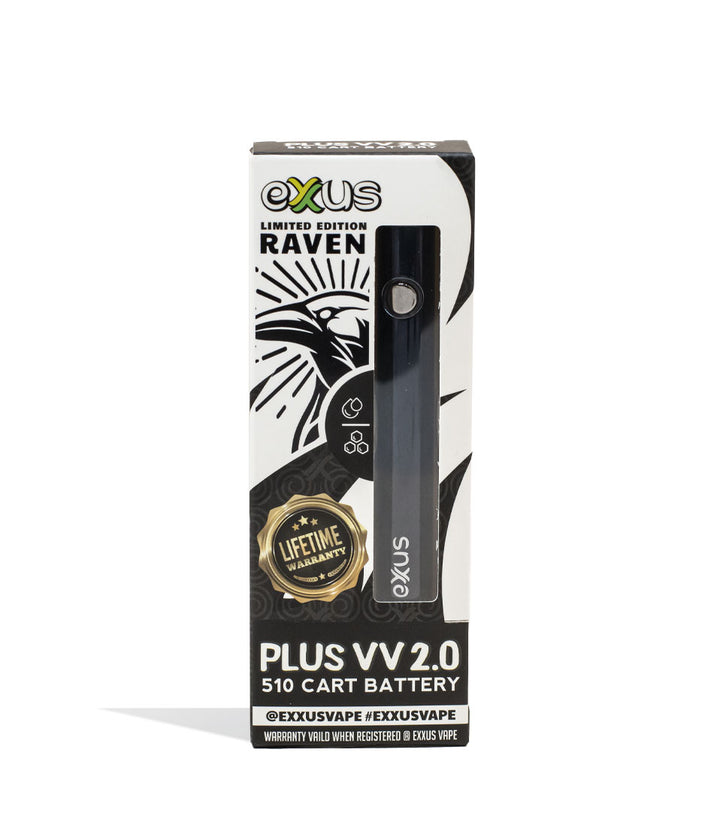 Raven Exxus Vape Plus VV 2.0 Cartridge Vaporizer Packaging Front View on White Background
