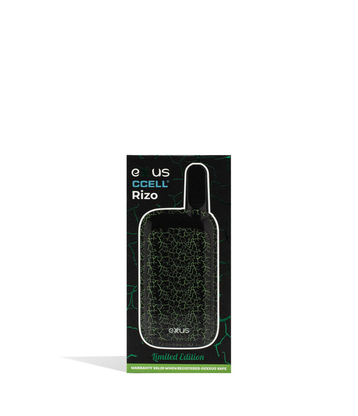 Black Green Crackle Exxus Vape Rizo Cartridge Vaporizer packaging on White Background
