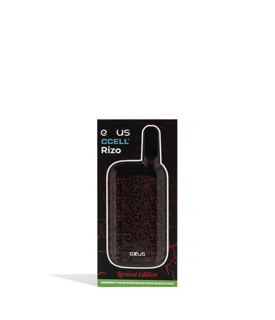 Black Red Crackle Exxus Vape Rizo Cartridge Vaporizer packaging on White Background